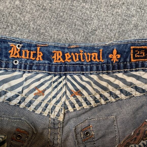 Rock Revival Womens 25 Denim Ella Low Rise Stretch Embellished Pockets Capri - Picture 6 of 12